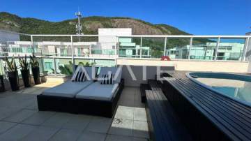 Condomínio Atlântis - Agatê Imóveis vende linda cobertura linear de 3 quartos, Itaipu, Niterói, RJ por R$1.450.000,00 - HTCO30010