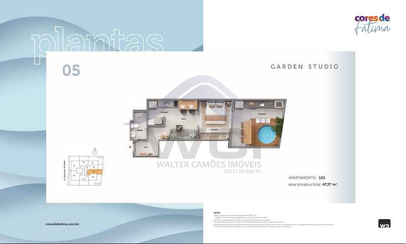 Conheça planta garden studio05 do imóvel - LANÇAMENTO APARTAMENTOS NO CENTRO. - WCST10003 - 12 planta garden studio05 - 12
