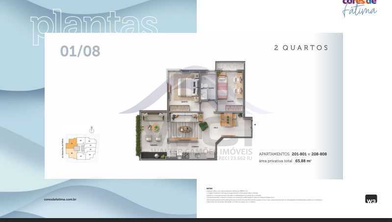 Conheça planta 2 quartos do imóvel - LANÇAMENTO APARTAMENTOS NO CENTRO. - WCAP10233 - 19 planta 2 quartos - 19