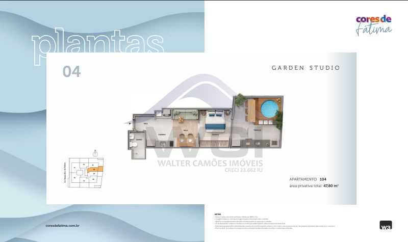 Conheça planta garden studio do imóvel - LANÇAMENTO APARTAMENTOS NO CENTRO. - WCAP10233 - 23 planta garden studio - 23