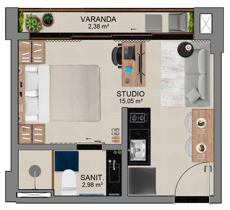 Conheça quarto/sala do empreendimento - Fachada - Slim Armação - 139 - 14 quarto/sala - 14