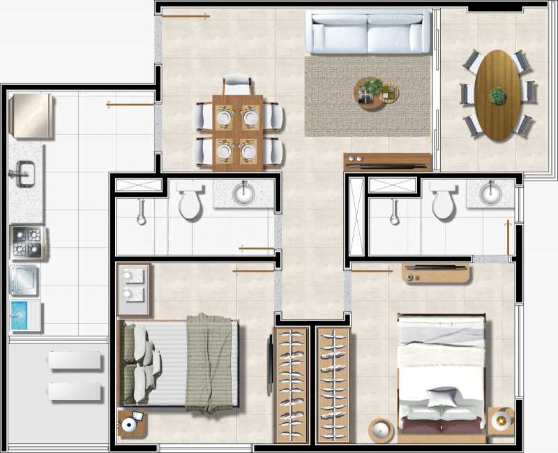 Conheça Planta do imóvel - RESIDENCIAL GOYA - 2 QUARTOS (1 SUÍTE) COM VARANDA, NO RIO VERMELHO - PIAP20774 - 11 Planta - 11