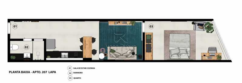 Conheça APTO 207 PLANTA BAIXA do imóvel - Kitnet/Conjugado 48m² à venda Rua Riachuelo, Centro, Rio de Janeiro - R$ 249.900 - SPKI10020 - 15 APTO 207 PLANTA BAIXA - 15