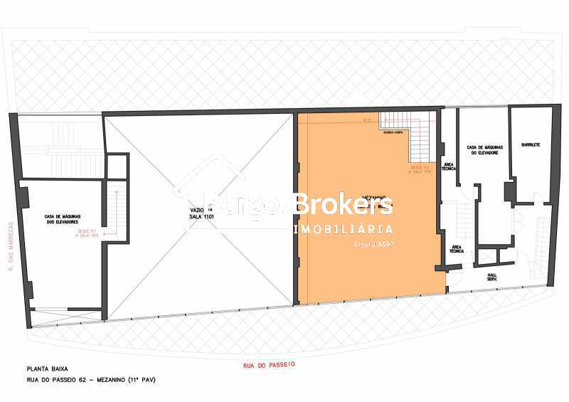 Conheça 31-planta-mezanino do imóvel - Aluguel andar corporativo duplex 1.258 m² Rua do Passeio Centro RJ - RJAN00006 - 31 31-planta-mezanino - 31