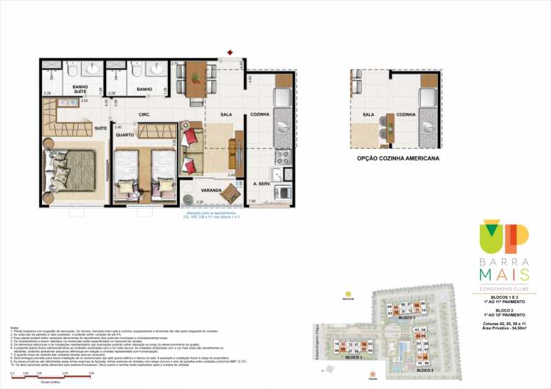 Conheça 2Q - 54M² do empreendimento - Fachada - UP BARRA MAIS - 853 - 23 2Q - 54M² - 23