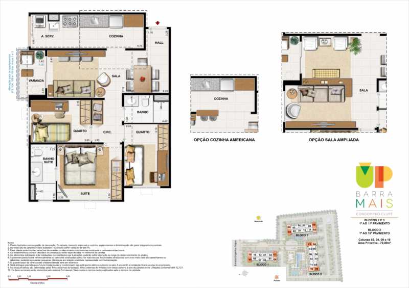 Conheça 3Q - 70M² do empreendimento - Fachada - UP BARRA MAIS - 853 - 20 3Q - 70M² - 20