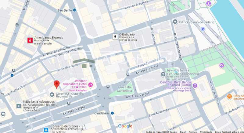 Conheça MAPA do imóvel - ALUGA SALA COMERCIAL NO CENTRO DO RJ - AV. PRESIDENTE VARGAS, 482 / RUA MIGUEL COUTO, 105. - ABSL00013 - 11 MAPA - 11