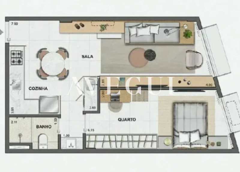 Conheça PLANTA STUDIO VERDE JB. do imóvel - APARTAMENTO NOVO TIPO STUDIO NO JARDIM BOTÂNICO - ALAP10079 - 17 PLANTA STUDIO VERDE JB. - 17