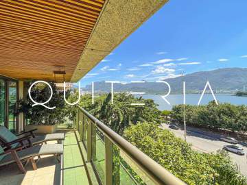 Espetacular - Excelente apartamento com vista espetacular da Lagoa e Cristo Redentor, em Flat de alto padrão. São duas suítes, varanda, vaga, infraestrutura e portaria 24h. - MQFL20023