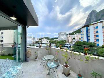 Espetacular - Cobertura duplex à venda reformada vista Cristo Redentor terraço varanda 3 quartos 2 suítes 1vaga infraestrutura portaria 24h Rua Humaitá Humaitá - MQCO30163