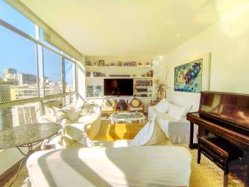 Raro - Apartamento à venda no Leblon em andar alto Sol da manhã original 4 quartos 1 suíte 1 vaga. - MQAP40793