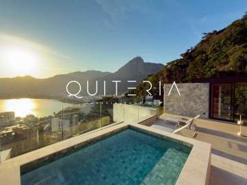 Espetacular - Cobertura duplex à venda totalmente reformada Sacopã Lagoa Fonte da Saudade original 3 quartos atual 2 suítes piscina sauna espaço gourmet 3 vagas - MQCO30309