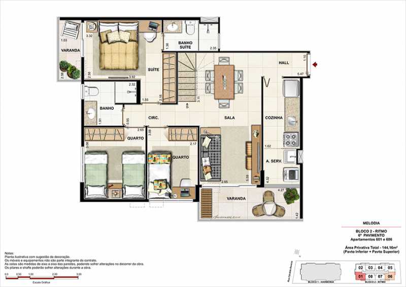 Conheça PLANTA COBERTURAS 1 do empreendimento - Fachada - Melodia Condomínio e Lazer - 969 - 21 PLANTA COBERTURAS 1 - 21