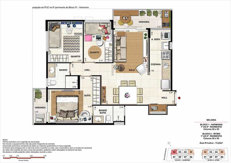 Conheça PLANTA -DECORADO do empreendimento - Fachada - Melodia Condomínio e Lazer - 969 - 20 PLANTA -DECORADO - 20