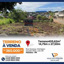Lote 405m² Interlagos à Venda em Palotina-PR | Vale do Piquiri - VPLT00022
