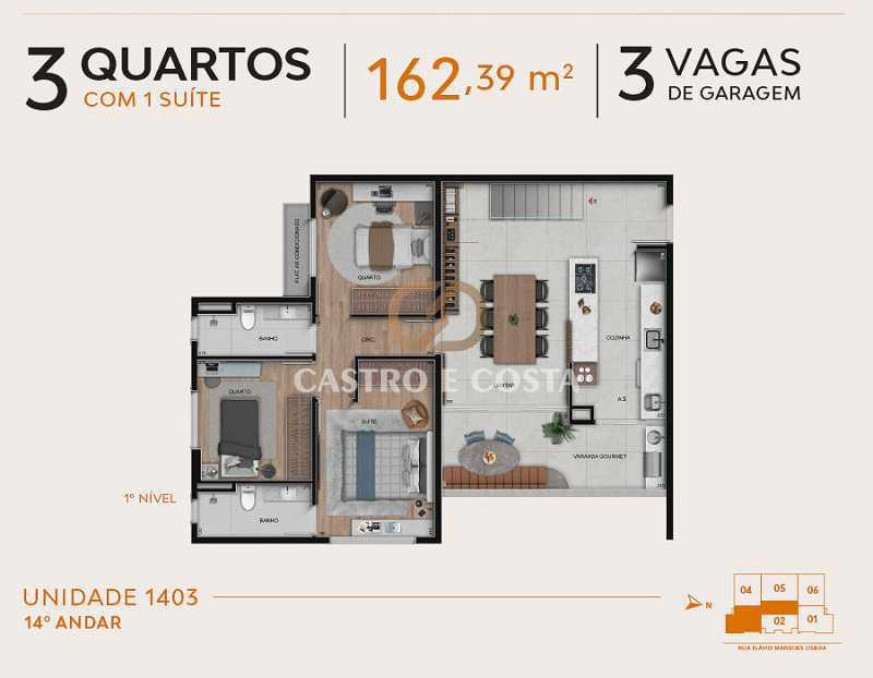 Conheça COBERTURA PAV 1 do imóvel - Apartamento 3 quartos Lançamento LISBOA RESIDENCE - Belo Horizonte,MG Barreiro, à venda - R$ 882.243 - CCAP30009 - 20 COBERTURA PAV 1 - 20