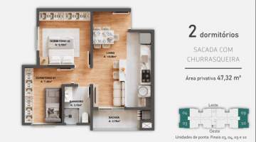 Apartamento com Área Privativa 2 quartos à venda Estância Velha, Canoas - R$ 268.000 - CGAA20004