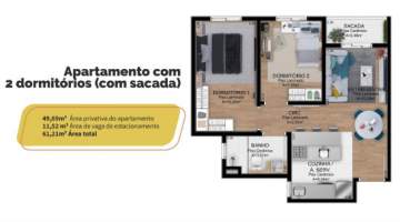 Apartamento com Área Privativa 2 quartos à venda Barnabé, Gravataí - R$ 260.660 - CGAA20040