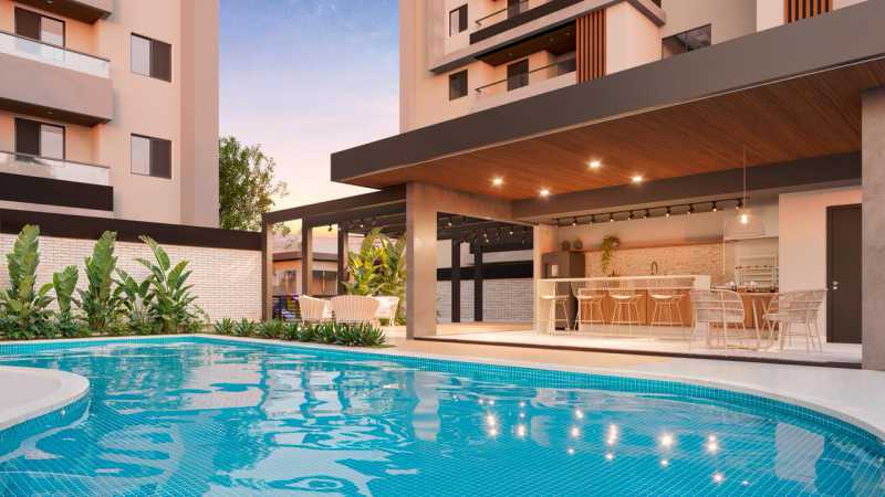 Conheça Bar da Piscina e Piscina. do imóvel - Apartamento 2 quartos à venda Residencial Portal do Lago, Sumaré - R$ 345.600 - CLAP20008 - 4 Bar da Piscina e Piscina. - 4