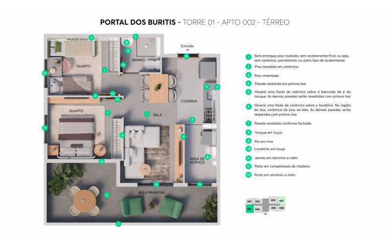 Conheça Planta Torre 01 - apto 02 Tér do imóvel - Apartamento 2 quartos à venda Jardim das Cerejeiras, Campinas - R$ 290.900 - CLAP20057 - 12 Planta Torre 01 - apto 02 Tér - 12