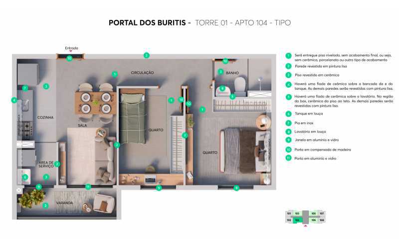 Conheça Planta Torre 01 - apto 104 Tip do imóvel - Apartamento 2 quartos à venda Jardim das Cerejeiras, Campinas - R$ 290.900 - CLAP20057 - 15 Planta Torre 01 - apto 104 Tip - 15