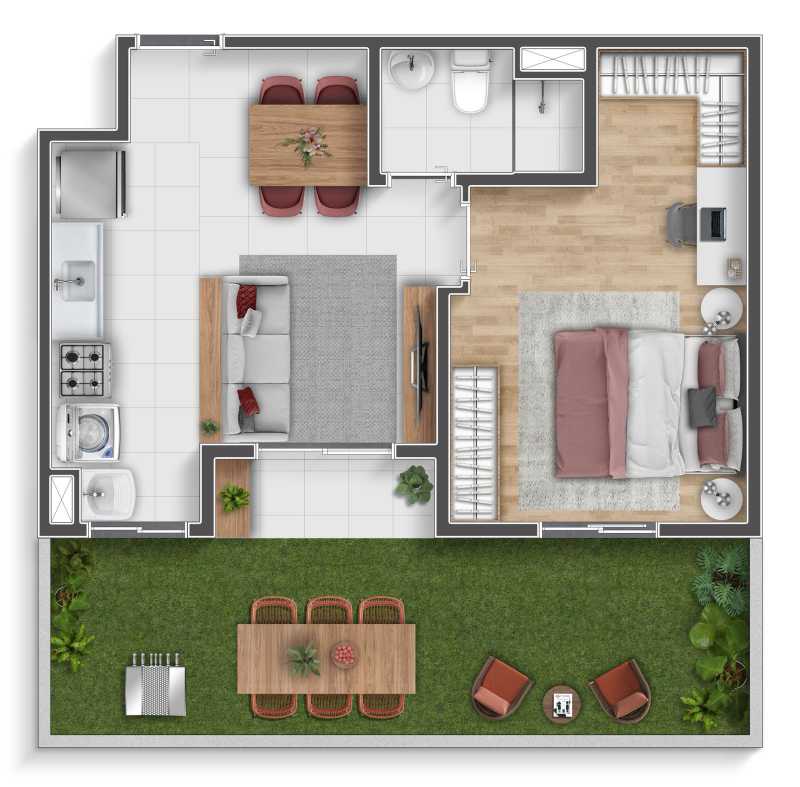 Conheça Planta de Meio Garden 1 Dormit do imóvel - Apartamento 2 quartos à venda Jardim Novo Ângulo, Hortolândia - R$ 264.000 - CLAP20015 - 14 Planta de Meio Garden 1 Dormit - 14
