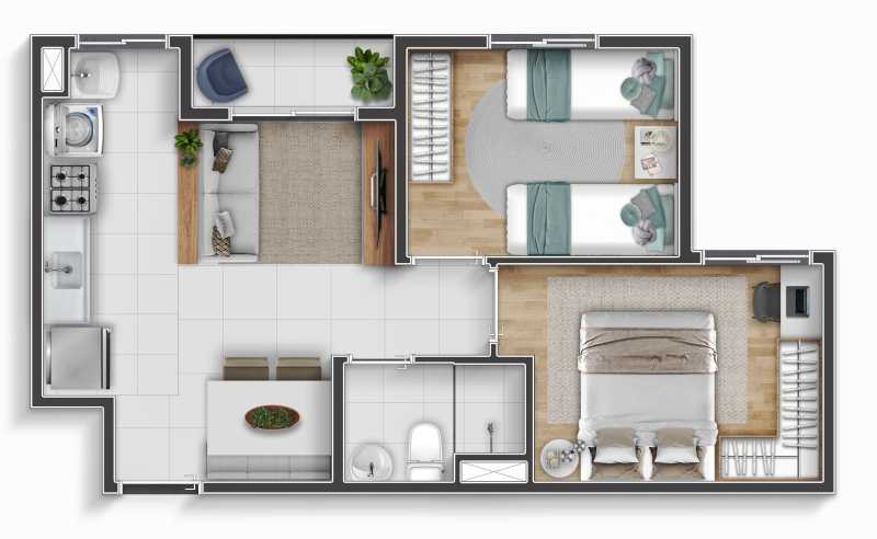 Conheça Planta de Meio. do imóvel - Apartamento 2 quartos à venda Jardim Novo Ângulo, Hortolândia - R$ 264.000 - CLAP20015 - 15 Planta de Meio. - 15