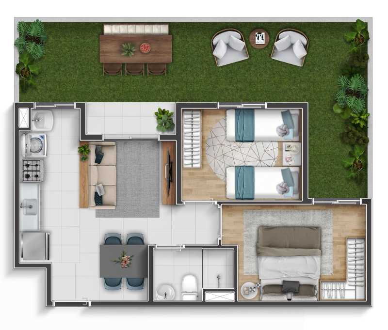 Conheça Planta Garden Meio. do imóvel - Apartamento 2 quartos à venda Jardim Novo Ângulo, Hortolândia - R$ 264.000 - CLAP20015 - 17 Planta Garden Meio. - 17