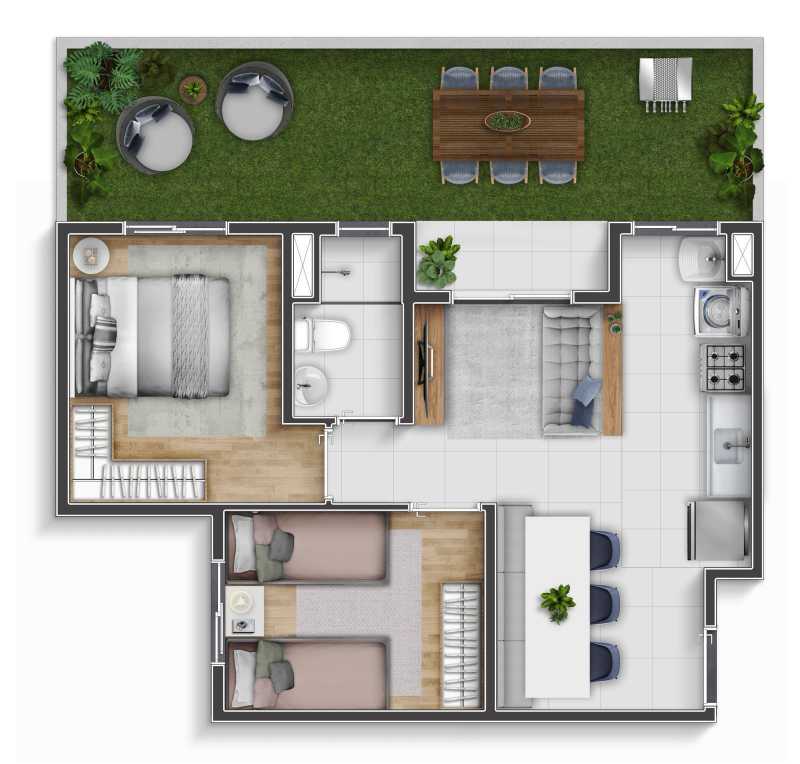 Conheça Planta Garden Ponta. do imóvel - Apartamento 2 quartos à venda Jardim Novo Ângulo, Hortolândia - R$ 264.000 - CLAP20015 - 18 Planta Garden Ponta. - 18