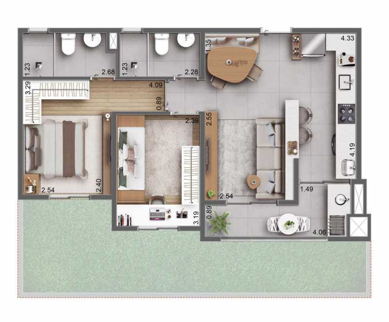 Conheça Planta de 56,14m² 2 Dormitór do imóvel - Apartamento 2 quartos à venda Chácara Bela Vista, Sumaré - R$ 289.000 - CLAP20005 - 16 Planta de 56,14m² 2 Dormitór - 16