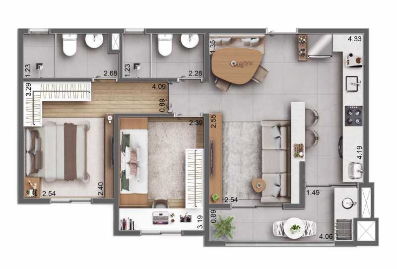 Conheça Planta de 56,14m² 2 Dormitór do imóvel - Apartamento 2 quartos à venda Chácara Bela Vista, Sumaré - R$ 289.000 - CLAP20005 - 17 Planta de 56,14m² 2 Dormitór - 17