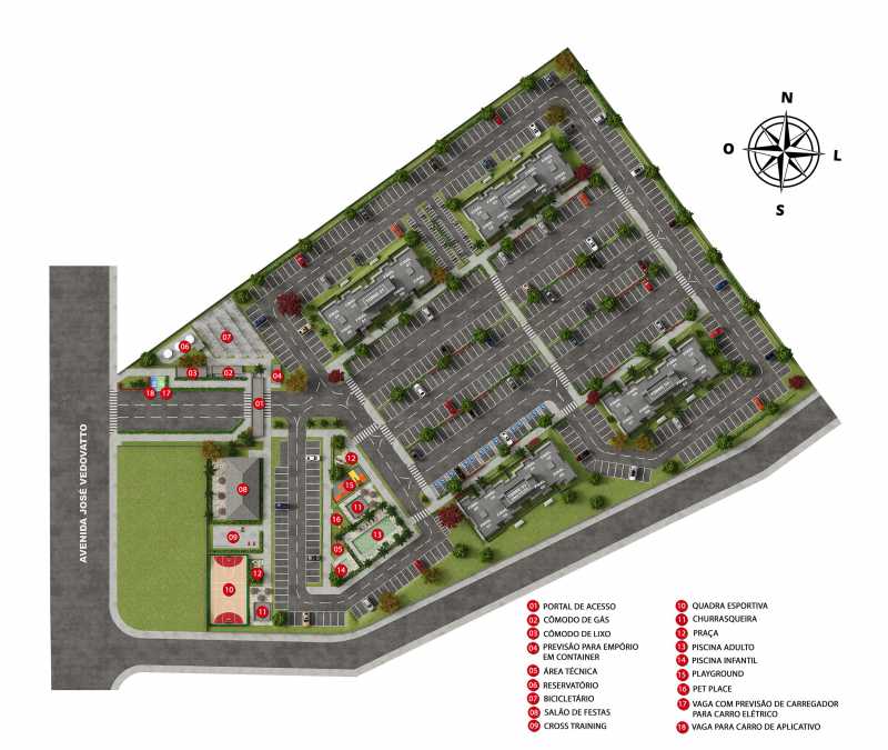 Conheça Implantação do imóvel - Apartamento 2 quartos à venda Parque das Nações (Nova Veneza), Sumaré - R$ 268.000 - CLAP20018 - 6 Implantação - 6