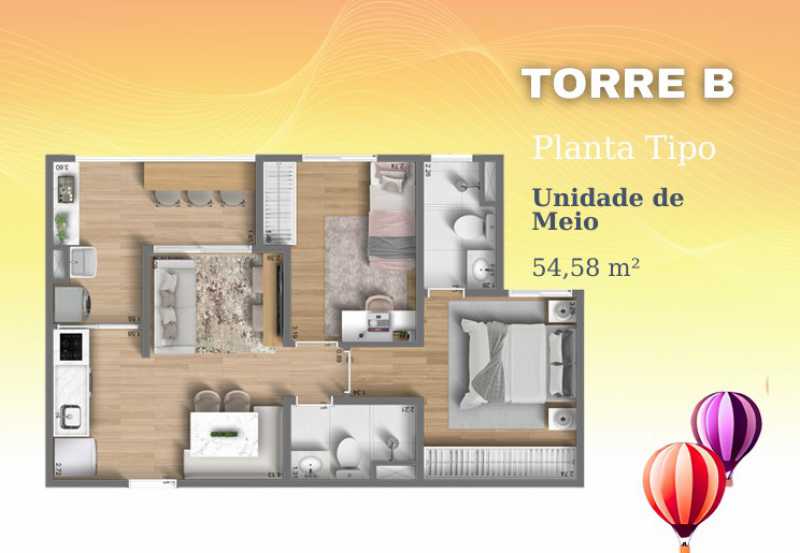 Conheça Planta Tipo Meio Unidade de 54 do imóvel - Apartamento 2 quartos à venda Jardim Nossa Senhora da Penha, Hortolândia - R$ 310.000 - CLAP20020 - 12 Planta Tipo Meio Unidade de 54 - 12