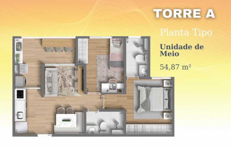 Conheça Planta Tipo Meio Unidade de 54 do imóvel - Apartamento 2 quartos à venda Jardim Nossa Senhora da Penha, Hortolândia - R$ 310.000 - CLAP20020 - 13 Planta Tipo Meio Unidade de 54 - 13