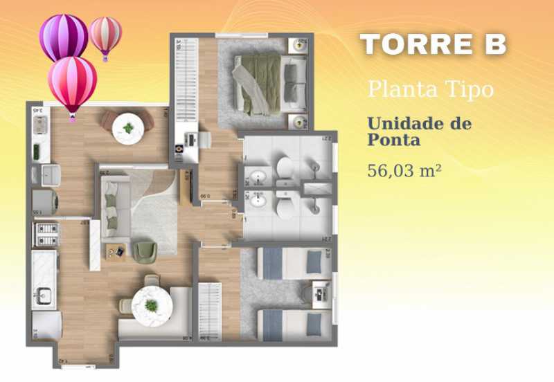 Conheça Planta Tipo Ponta Unidade de 5 do imóvel - Apartamento 2 quartos à venda Jardim Nossa Senhora da Penha, Hortolândia - R$ 310.000 - CLAP20020 - 15 Planta Tipo Ponta Unidade de 5 - 15