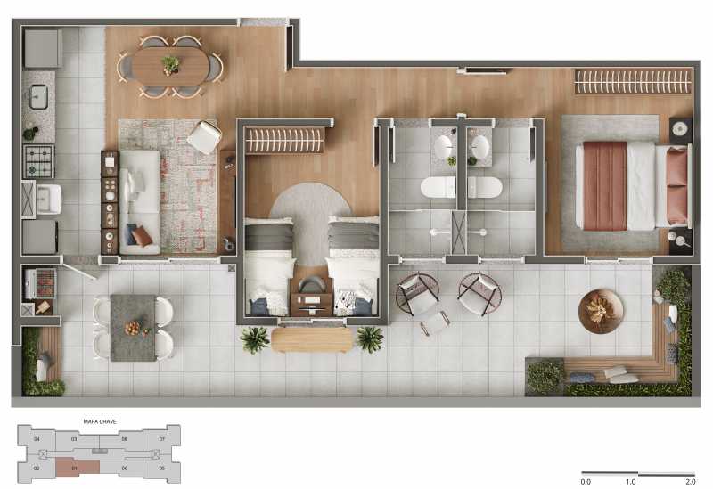 Conheça Planta Tipo Final 1 Torre 1 A do imóvel - Apartamento 2 quartos à venda Jardim Everest, Hortolândia - R$ 327.000 - CLAP20022 - 18 Planta Tipo Final 1 Torre 1 A - 18