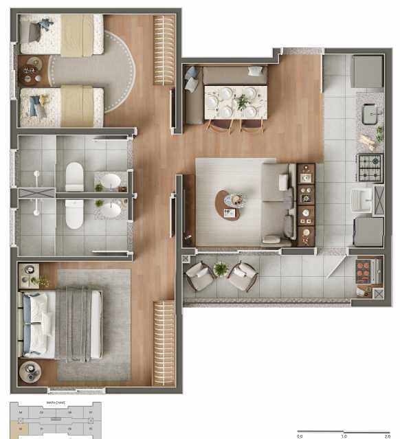 Conheça Planta Tipo Final 2 Torre 2 e do imóvel - Apartamento 2 quartos à venda Jardim Everest, Hortolândia - R$ 327.000 - CLAP20022 - 20 Planta Tipo Final 2 Torre 2 e - 20