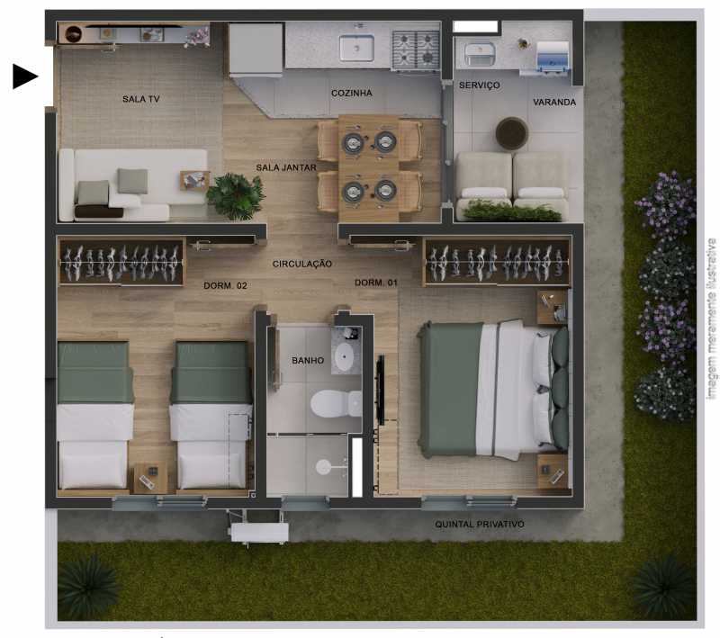 Conheça Planta Humanizada Tipo Canto T do imóvel - Apartamento 2 quartos à venda Vila Inema, Hortolândia - R$ 258.100 - CLAP20023 - 21 Planta Humanizada Tipo Canto T - 21