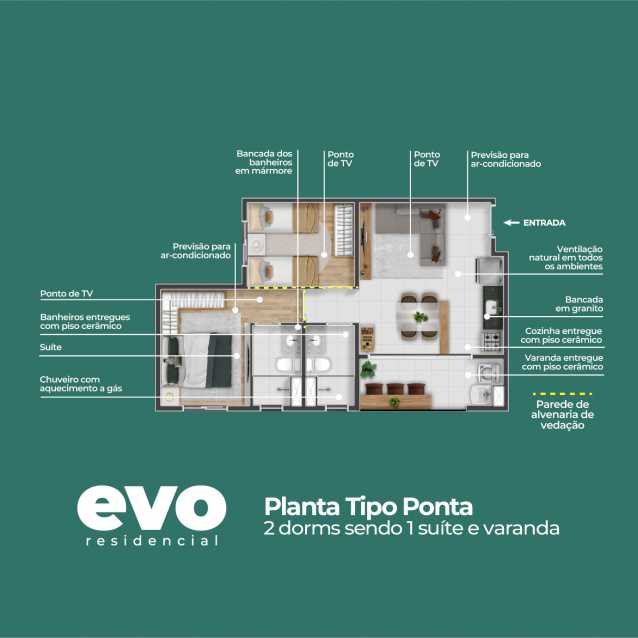Conheça Evo Planta Ponta. do imóvel - Apartamento 2 quartos à venda Jardim Luiz Cia, Sumaré - R$ 264.000 - CLAP20027 - 14 Evo Planta Ponta. - 14