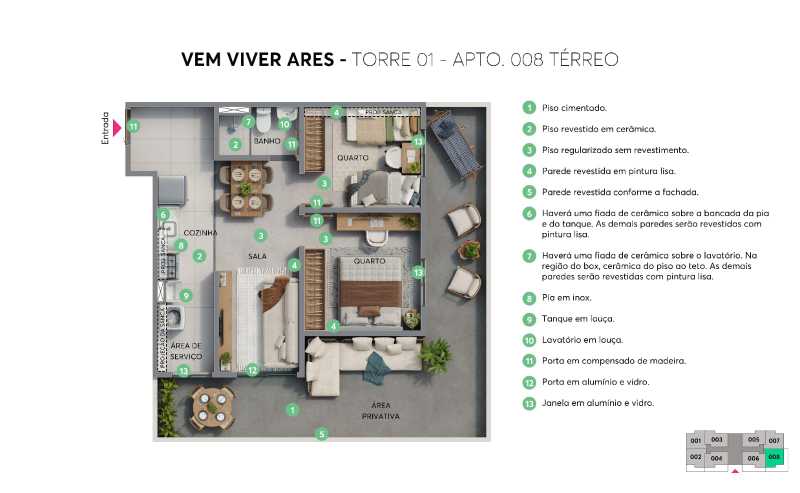 Conheça Terreo Torre 1 Ap 8. do imóvel - Apartamento 2 quartos à venda Vila São Bento, Campinas - R$ 282.190 - CLAP20029 - 12 Terreo Torre 1 Ap 8. - 12