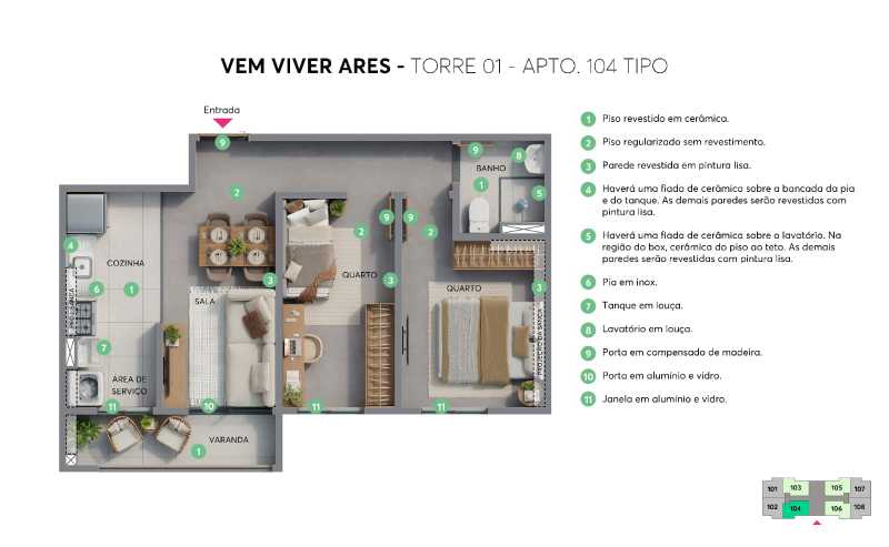 Conheça Torre 1 Ap Tipo 4 Tipo. do imóvel - Apartamento 2 quartos à venda Vila São Bento, Campinas - R$ 282.190 - CLAP20029 - 13 Torre 1 Ap Tipo 4 Tipo. - 13
