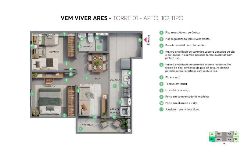 Conheça Torre 1 Ap102 Tipo. do imóvel - Apartamento 2 quartos à venda Vila São Bento, Campinas - R$ 282.190 - CLAP20029 - 14 Torre 1 Ap102 Tipo. - 14