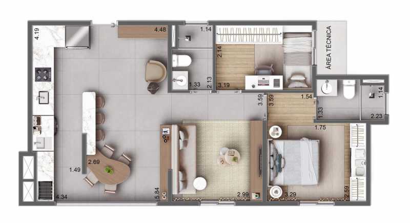Conheça Planta de 67,29m² 3 Dormitór do imóvel - Apartamento 3 quartos à venda Chácara Bela Vista, Sumaré - R$ 437.950 - CLAP30001 - 17 Planta de 67,29m² 3 Dormitór - 17