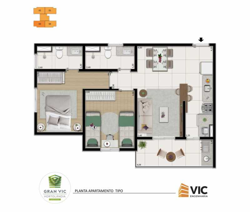 Conheça Planta 2 do imóvel - Apartamento 2 quartos à venda Parque Ortolândia, Hortolândia - R$ 329.900 - CLAP20033 - 14 Planta 2 - 14