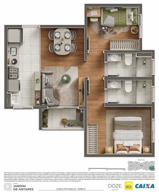 Conheça Planta Tipo Final 05 - Torre 0 do imóvel - Apartamento 2 quartos à venda Parque Bellaville, Hortolândia - R$ 277.000 - CLAP20036 - 22 Planta Tipo Final 05 - Torre 0 - 22