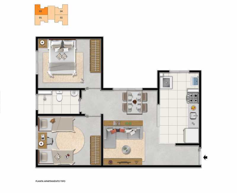 Conheça Planta 1 do imóvel - Apartamento 2 quartos à venda Parque Residencial Regina (Nova Veneza), Sumaré - R$ 264.990 - CLAP20041 - 10 Planta 1 - 10