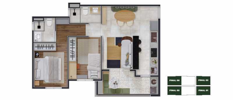 Conheça Planta de Canto 60,40m². do imóvel - Apartamento 2 quartos à venda Parque Franceschini, Sumaré - R$ 318.298 - CLAP20042 - 20 Planta de Canto 60,40m². - 20