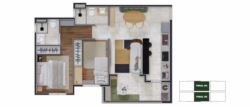 Conheça PLanta de meio 57,15m². do imóvel - Apartamento 2 quartos à venda Parque Franceschini, Sumaré - R$ 315.177 - CLAP20043 - 20 PLanta de meio 57,15m². - 20
