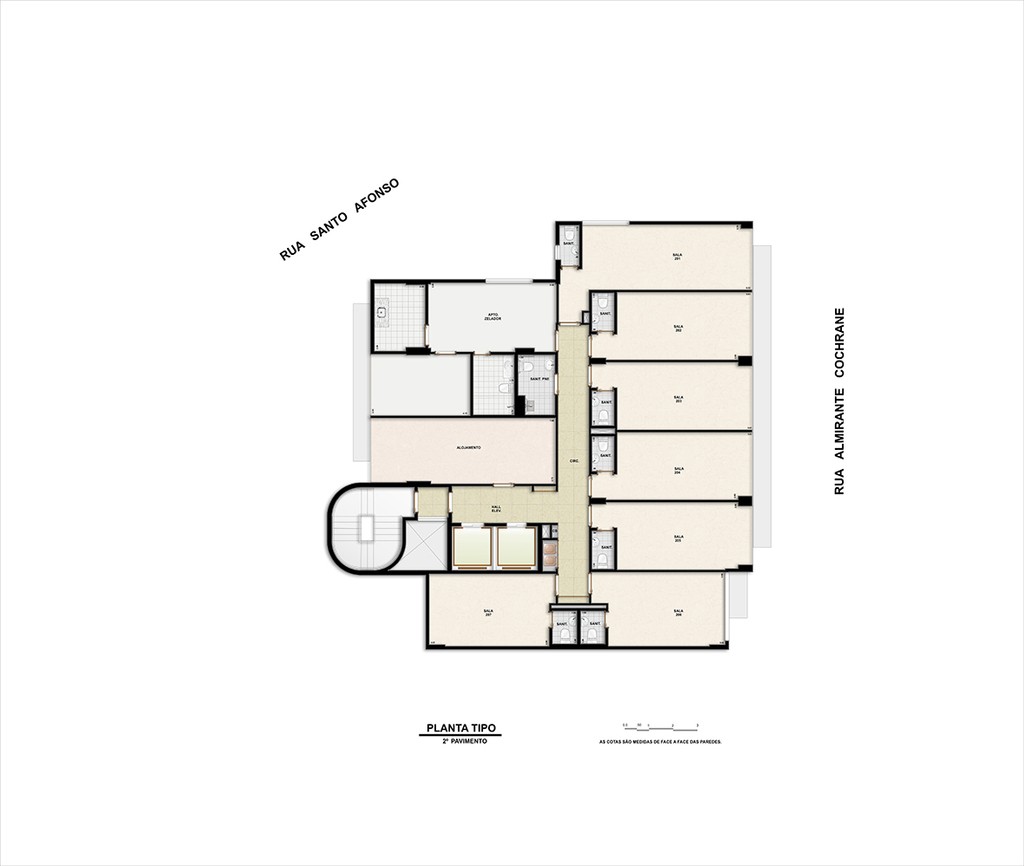 Conheça Planta 01 - implantação a do imóvel - Sala Comercial 19m² à venda Rua Almirante Cochrane, Tijuca, Rio de Janeiro - R$ 217.000 - SA00243 - 8 Planta 01 - implantação a - 8