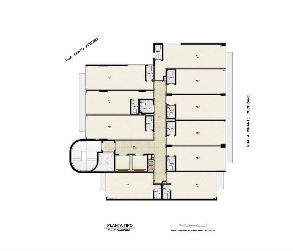 Conheça Planta 02 - implantação b do imóvel - Sala Comercial 19m² à venda Rua Almirante Cochrane, Tijuca, Rio de Janeiro - R$ 217.000 - SA00243 - 9 Planta 02 - implantação b - 9